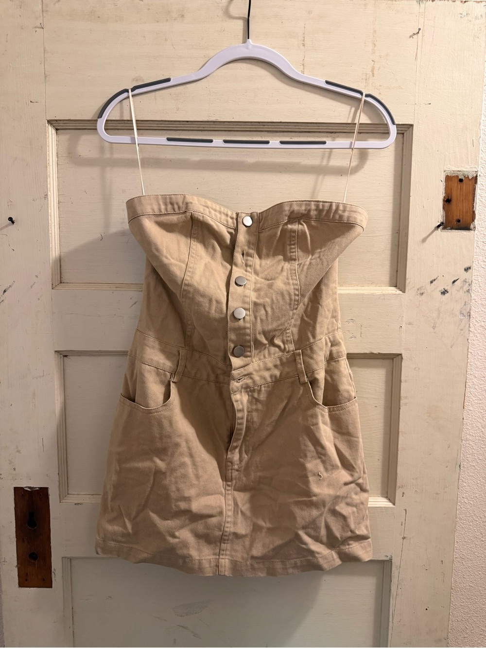 Emory Park Tan Strapless Denim Mini Dress Size Small NWT